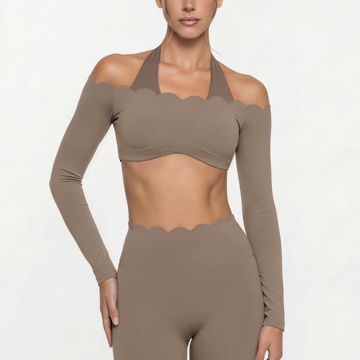 Lace Trimmed Short Sleeve Yoga Top and Leggings Set for Women - Breathable Pilates Fitness Activewear