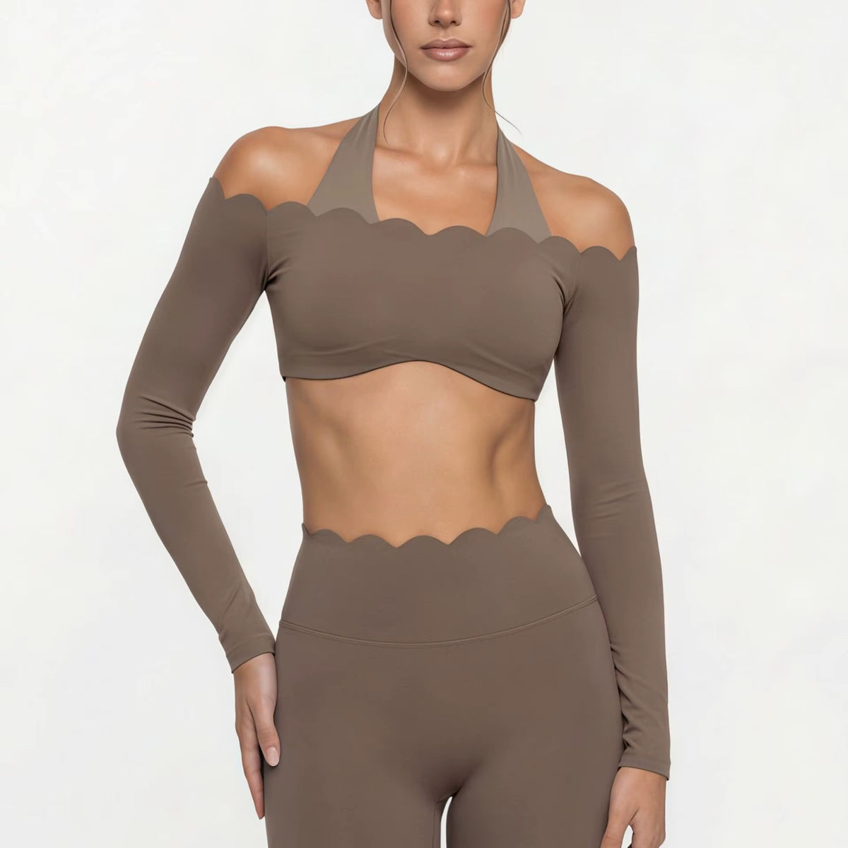 Lace Trimmed Short Sleeve Yoga Top and Leggings Set for Women - Breathable Pilates Fitness Activewear