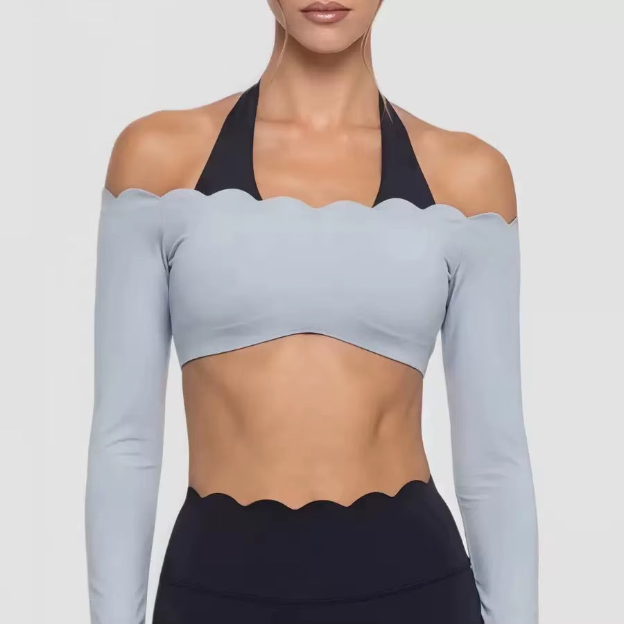 Lace Trimmed Short Sleeve Yoga Top and Leggings Set for Women - Breathable Pilates Fitness Activewear