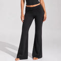Women's Color Block Brushed Yoga Set: Halter Crop Top and High-Waist Flare Pants for Pilates and Training
