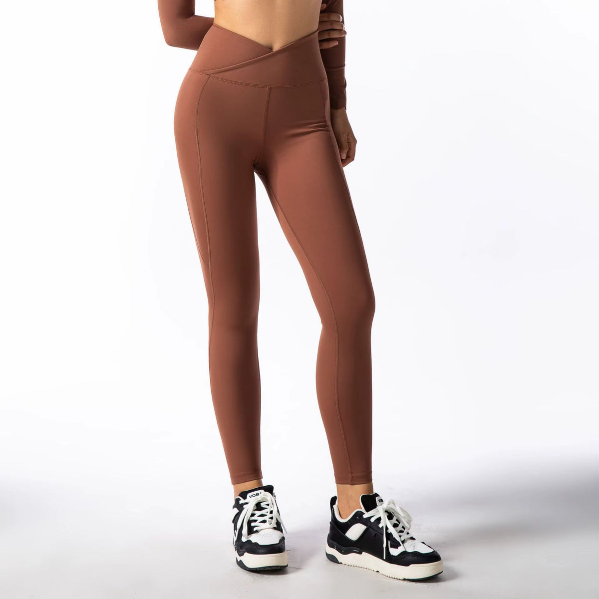 Black High Elasticity Square Neck Long Sleeve Compression Yoga Leggings for Fitness and Workouts
