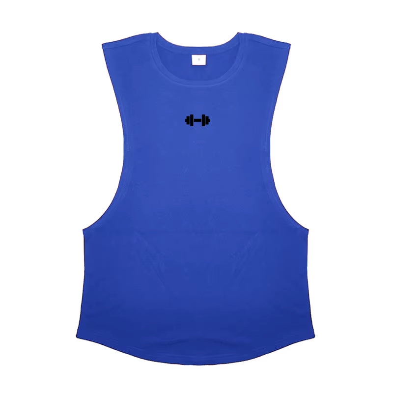 Men's Cotton Breathable Gym Training Vests with Side Slits - Sleeveless Muscle Workout Tank Tops