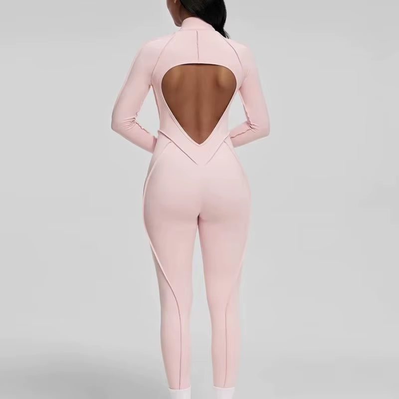 Women's Slim Fit Long Sleeve Zipper Yoga Set for Outdoor Activewear and Gym Workouts