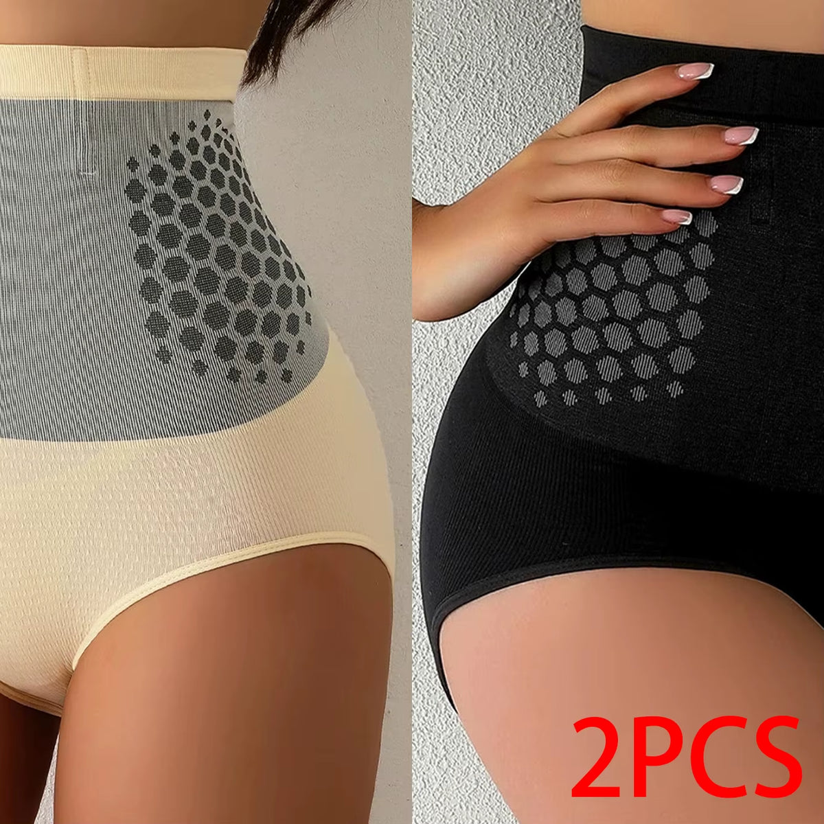1/2/3Pcs Seamless Women'S High Waist Abdomen Control Panties Magnetic Therapy Warm Uterus Underwear Body Shaping Briefs