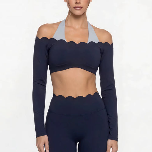 Lace Trimmed Short Sleeve Yoga Top and Leggings Set for Women - Breathable Pilates Fitness Activewear