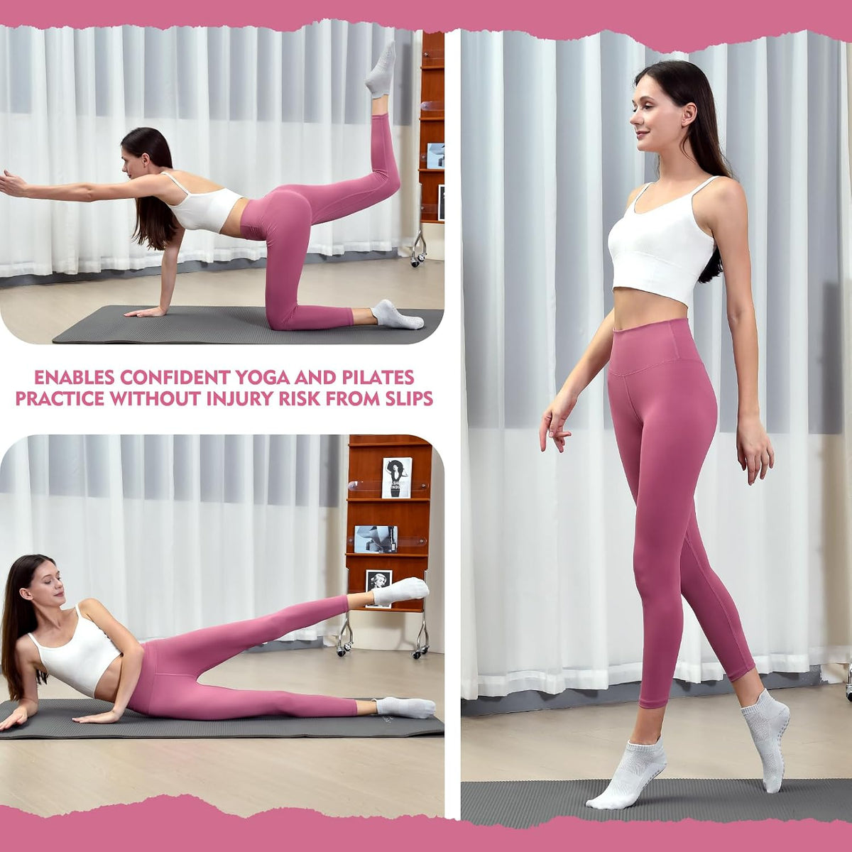 Walifrey Women's Non-Slip Pilates and Yoga Grip Socks