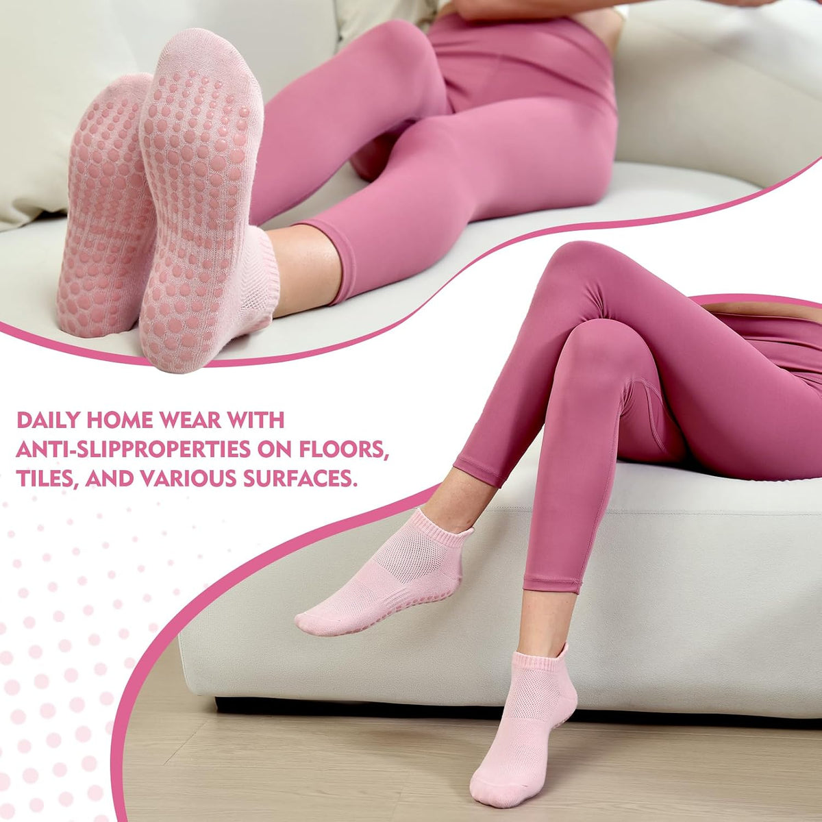 Walifrey Women's Non-Slip Pilates and Yoga Grip Socks