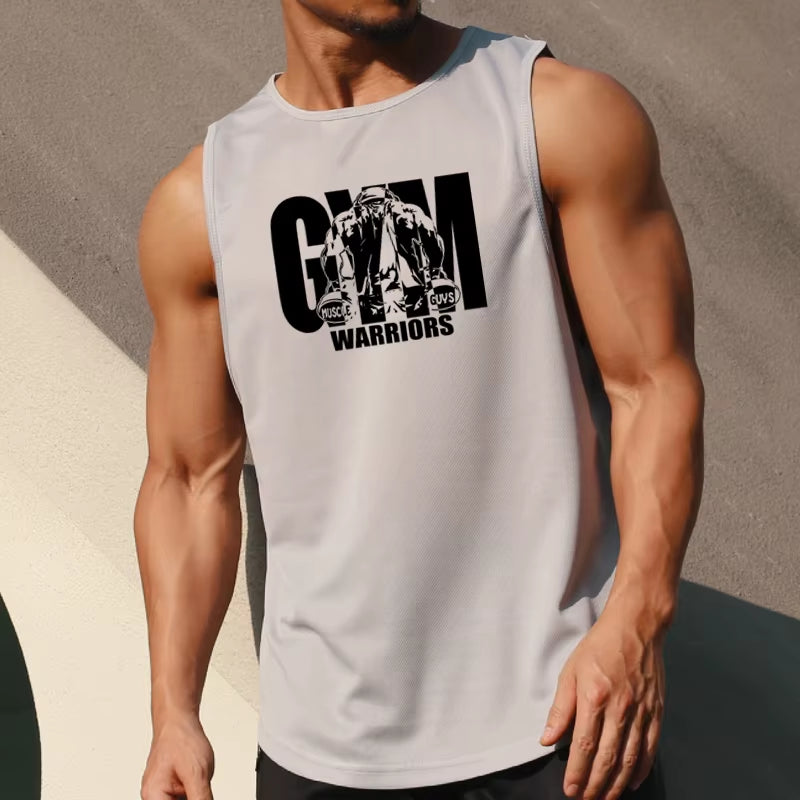 Men's Summer Mesh Quick-Dry Gym Tank Top - Casual Moisture-Wicking Bodybuilding Sleeveless Shirt for Workouts