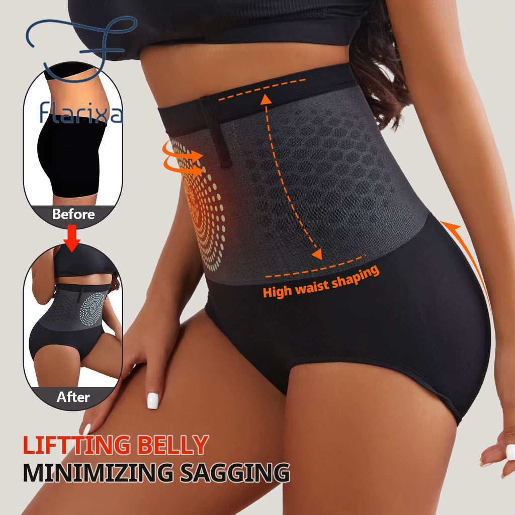 1/2/3Pcs Seamless Women'S High Waist Abdomen Control Panties Magnetic Therapy Warm Uterus Underwear Body Shaping Briefs