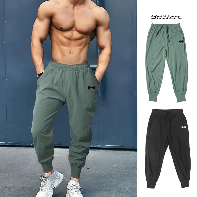 Men's Ultra-Thin Quick-Dry Gym Training Pants with Elastic High Waist