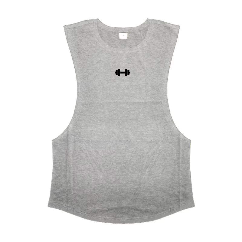 Men's Cotton Breathable Gym Training Vests with Side Slits - Sleeveless Muscle Workout Tank Tops