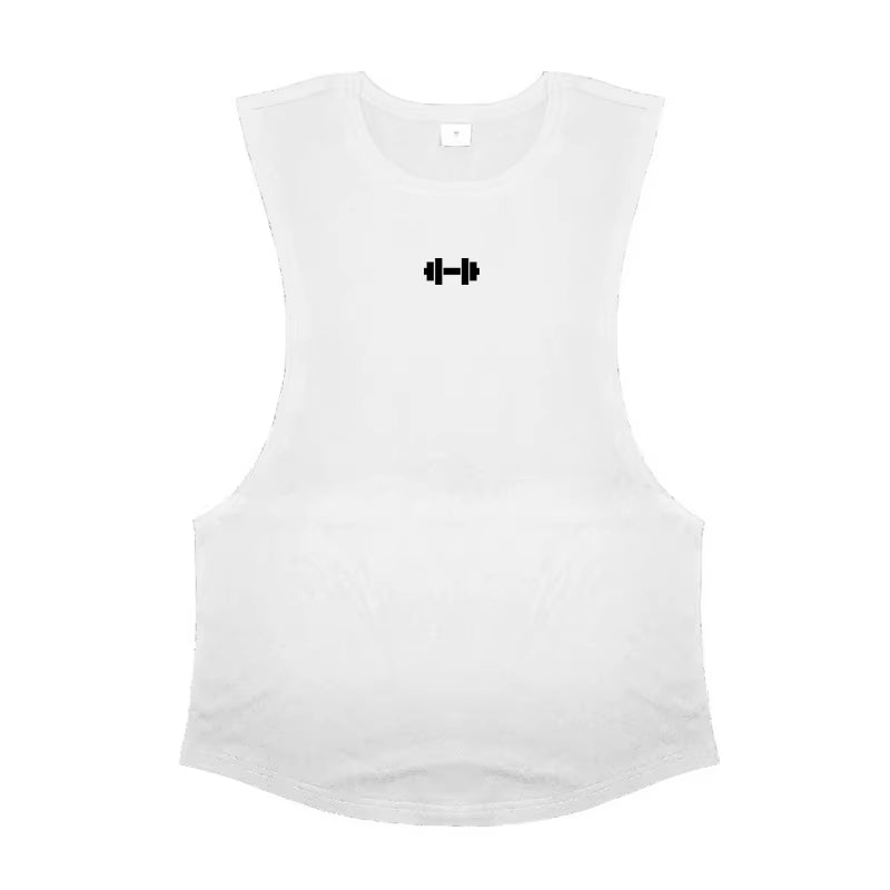 Men's Cotton Breathable Gym Training Vests with Side Slits - Sleeveless Muscle Workout Tank Tops