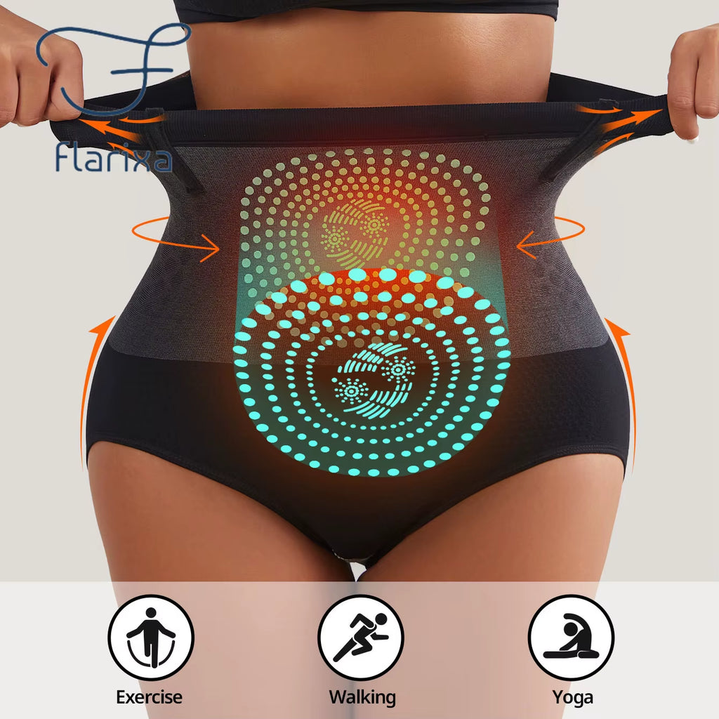 1/2/3Pcs Seamless Women'S High Waist Abdomen Control Panties Magnetic Therapy Warm Uterus Underwear Body Shaping Briefs