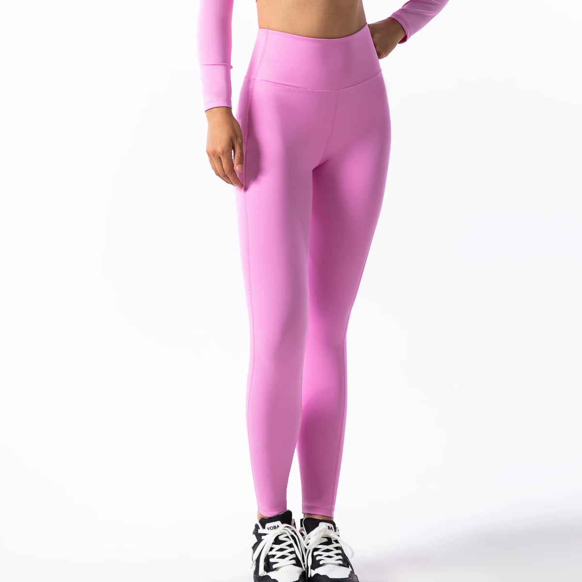Black High Elasticity Square Neck Long Sleeve Compression Yoga Leggings for Fitness and Workouts
