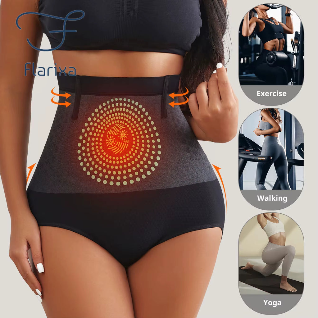 1/2/3Pcs Seamless Women'S High Waist Abdomen Control Panties Magnetic Therapy Warm Uterus Underwear Body Shaping Briefs