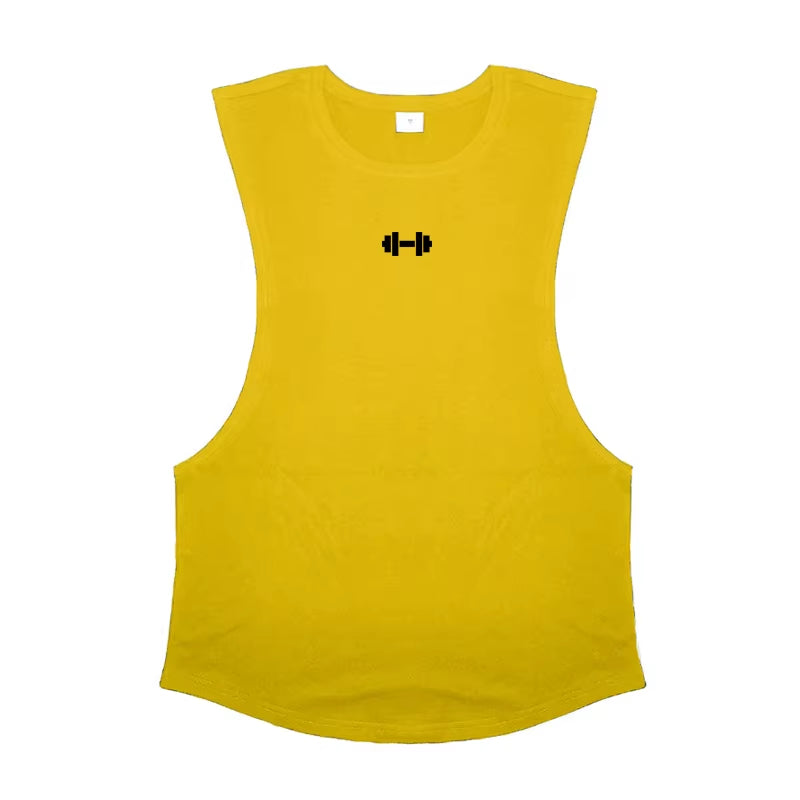 Men's Cotton Breathable Gym Training Vests with Side Slits - Sleeveless Muscle Workout Tank Tops
